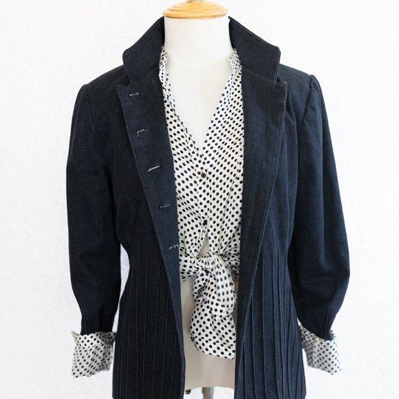 Vintage Jean Blazer and Poka Dot Blouse - Picture 7 of 11